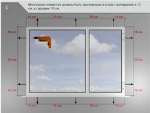Монтажные отверстия  должны быть  просверлены в углах с  интервалом в 15 см, В средние 70 см.