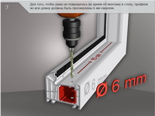 Для того ,чтобы рама  не повредилась во время её  монтажа в стену , профили Во всю длину должны быть просверлены 6 мм сверлом.