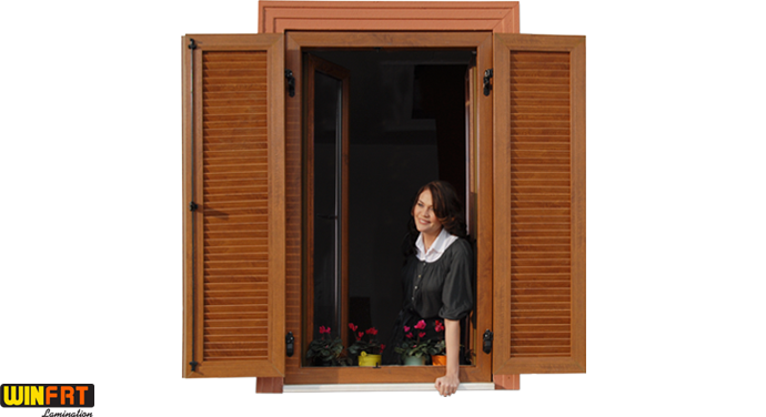 النوافذ البلاستيكية المغلفة أو المطلية باللامينات (الشكل الخشبي)