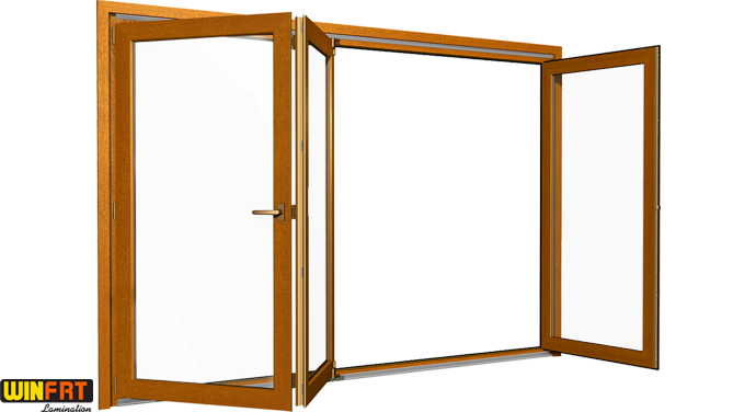 النوافذ البلاستيكية المغلفة أو المطلية باللامينات (الشكل الخشبي)